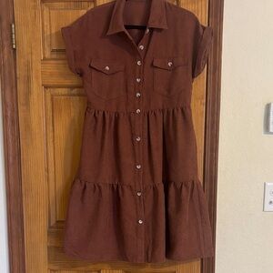 Mika Rose Button Up Corduroy Dress